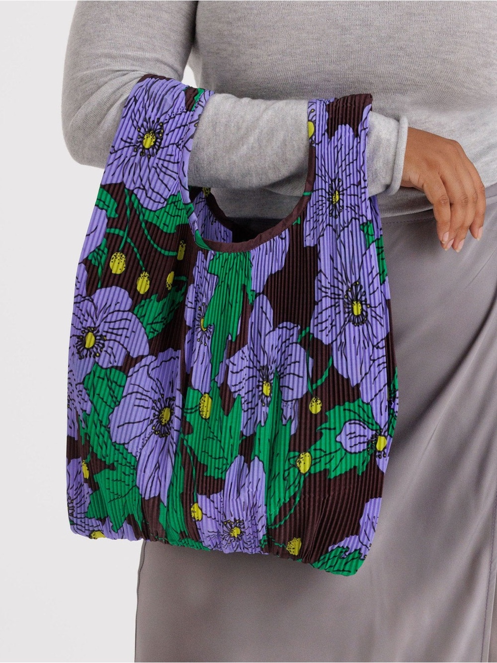 BAGGU—Pleated Maroon Poppy Baby Baggu Tote Bag, Pouch NWT